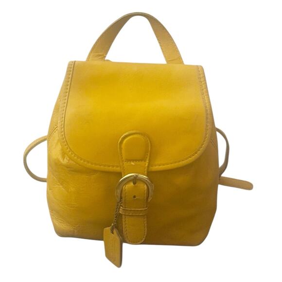 Vintage Coach Rare Soho Bantam Leather Backpack Banana Yellow One Size - Picture 3 of 12